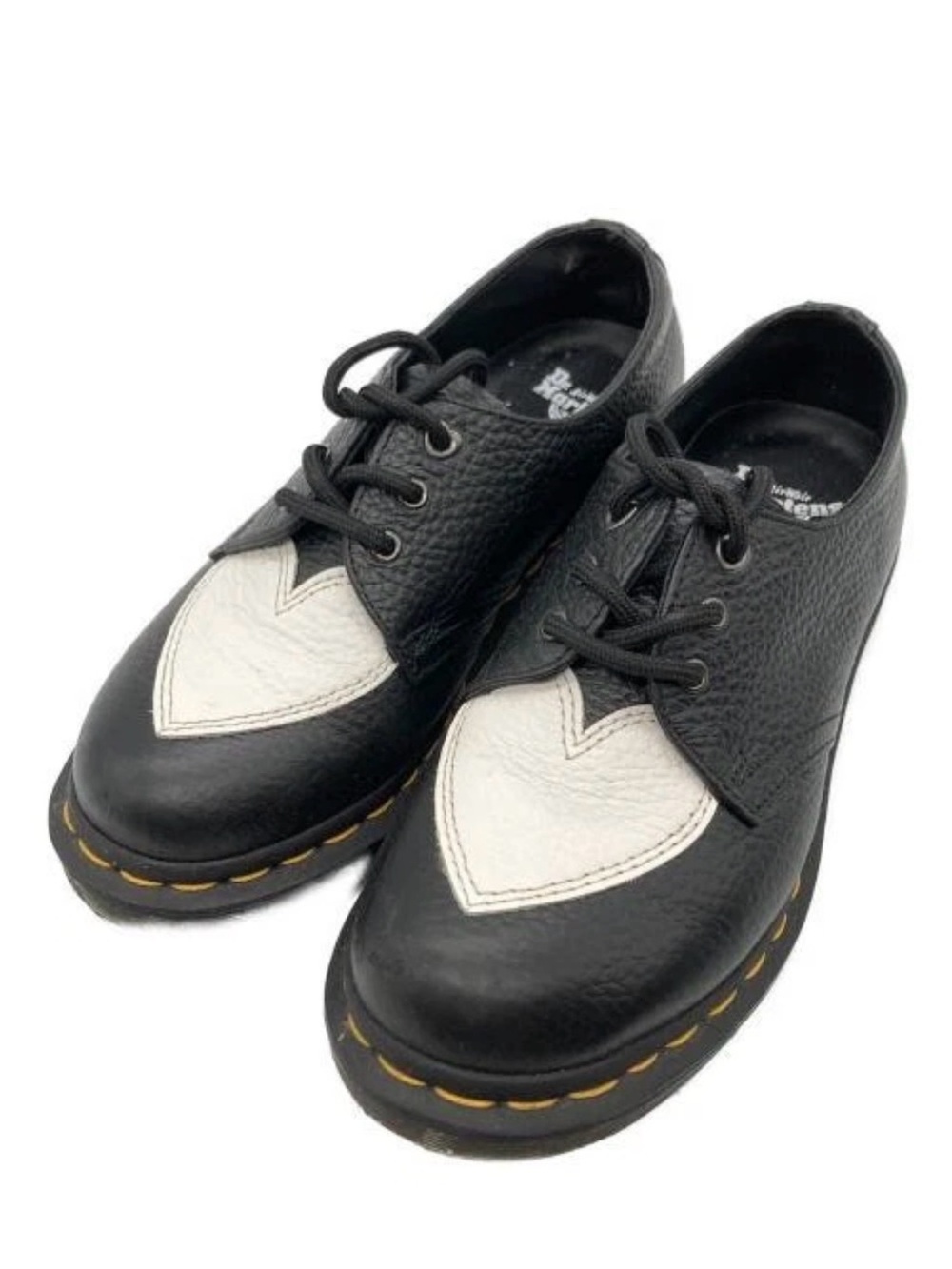 Dr. Martens Black Leather Oxfords with White Heart Cap Toe